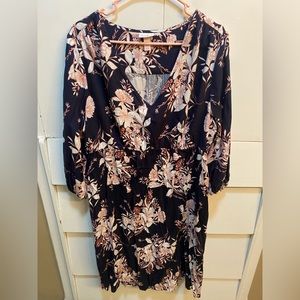 NWOT Isabel Maternity Size XL Navy Blue Floral MIDI Dress